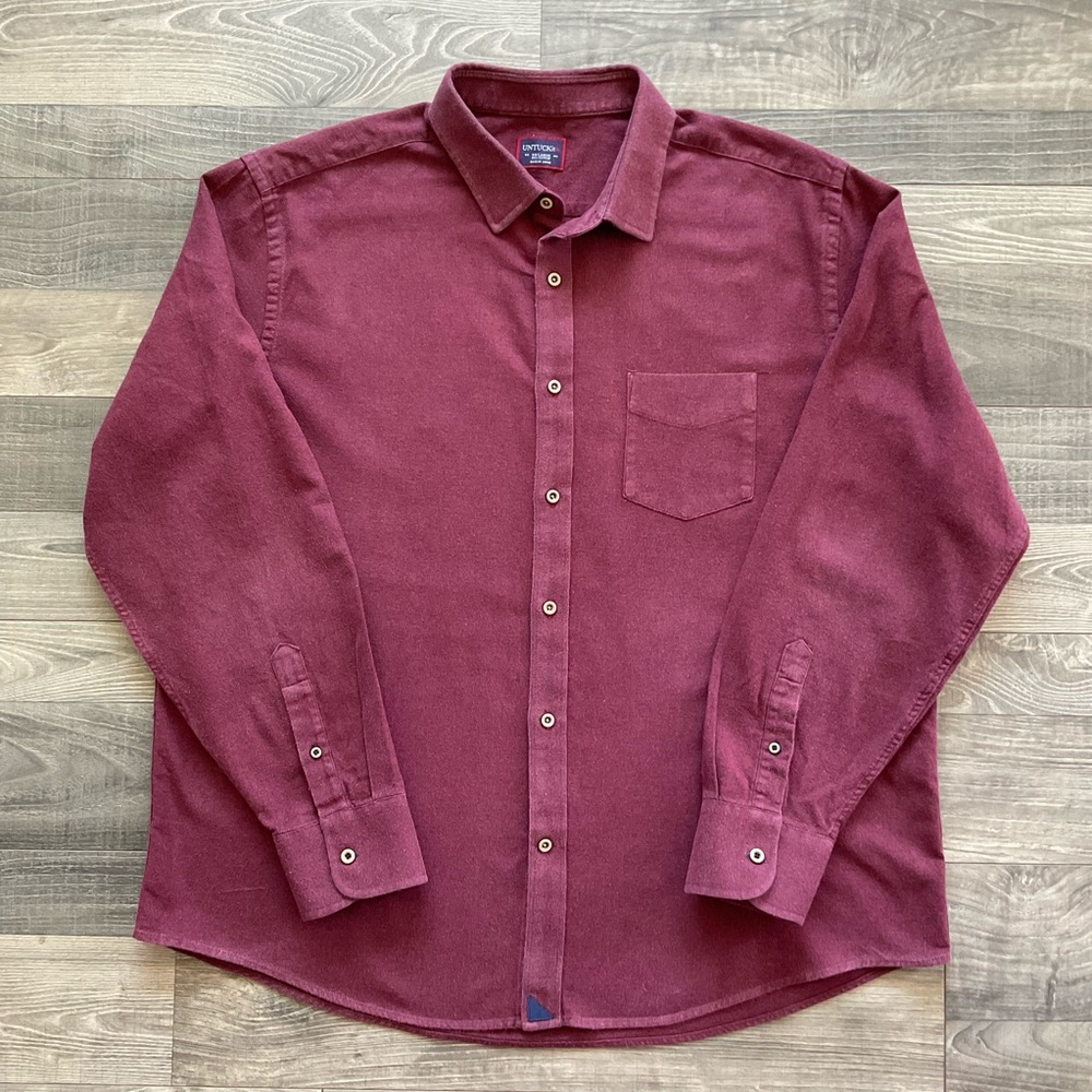 UNTUCKit Flannel Button Up Shirt Size Men's XXL Maroon 100% Cotton